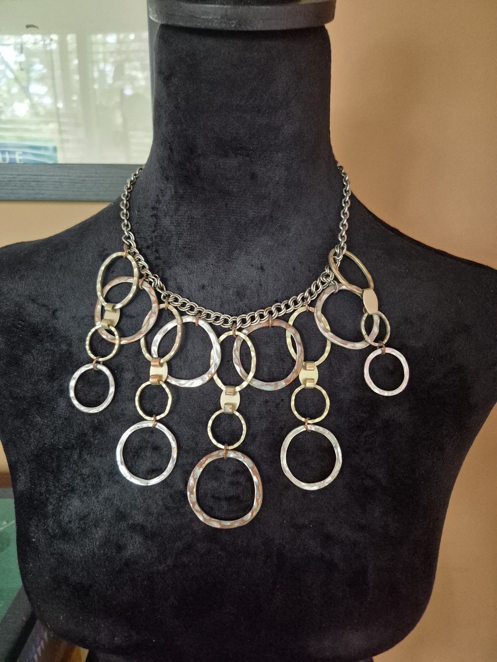 Chico's Mixed Metal Linked Circle Statement Necklace - Women Jewelry